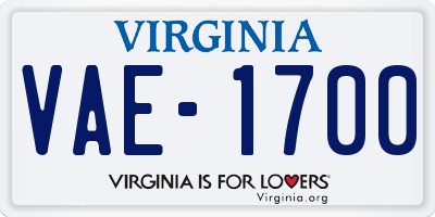 VA license plate VAE1700