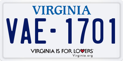 VA license plate VAE1701
