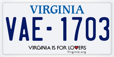 VA license plate VAE1703