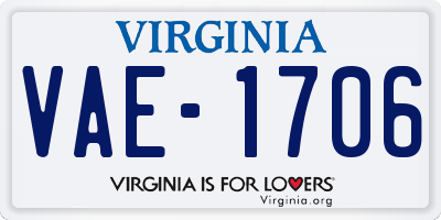 VA license plate VAE1706