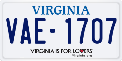 VA license plate VAE1707