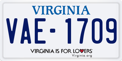 VA license plate VAE1709