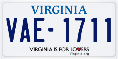 VA license plate VAE1711