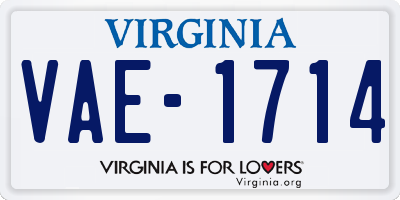 VA license plate VAE1714