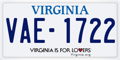 VA license plate VAE1722