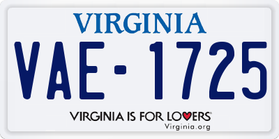 VA license plate VAE1725