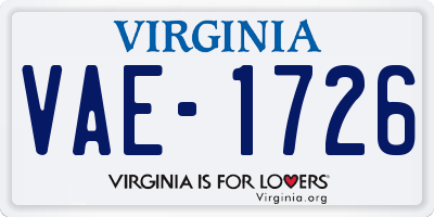 VA license plate VAE1726