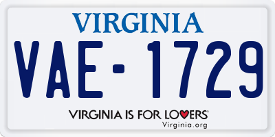VA license plate VAE1729