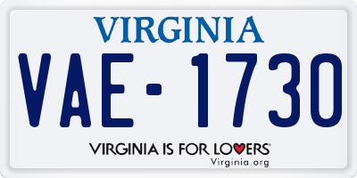 VA license plate VAE1730