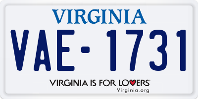 VA license plate VAE1731