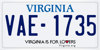 VA license plate VAE1735