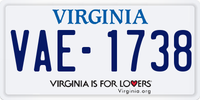 VA license plate VAE1738