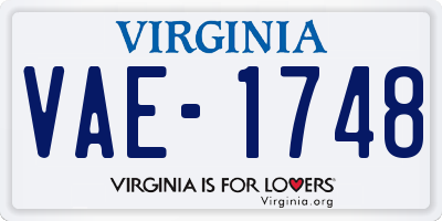 VA license plate VAE1748