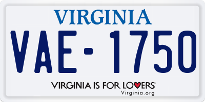 VA license plate VAE1750