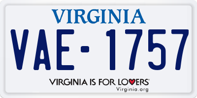 VA license plate VAE1757