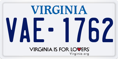 VA license plate VAE1762