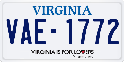 VA license plate VAE1772