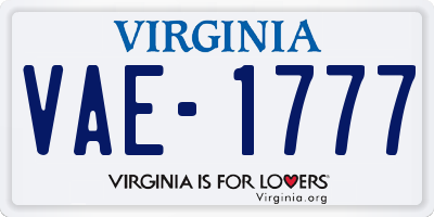 VA license plate VAE1777
