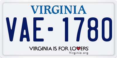 VA license plate VAE1780