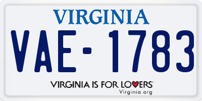 VA license plate VAE1783