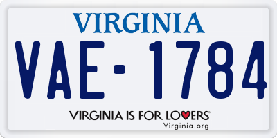 VA license plate VAE1784