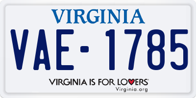 VA license plate VAE1785