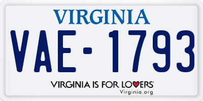 VA license plate VAE1793