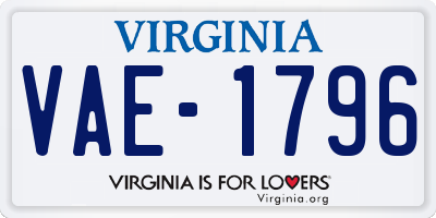 VA license plate VAE1796