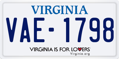 VA license plate VAE1798