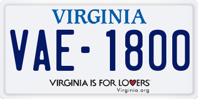 VA license plate VAE1800