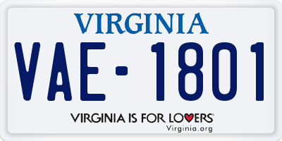 VA license plate VAE1801
