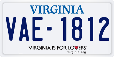 VA license plate VAE1812