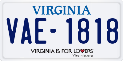 VA license plate VAE1818