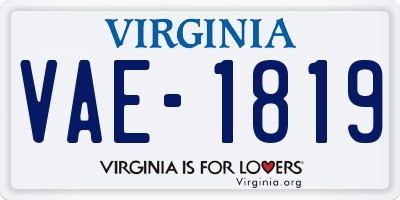VA license plate VAE1819
