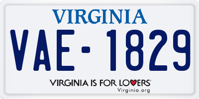 VA license plate VAE1829