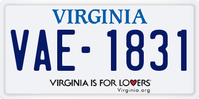 VA license plate VAE1831