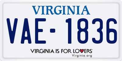 VA license plate VAE1836