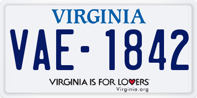 VA license plate VAE1842