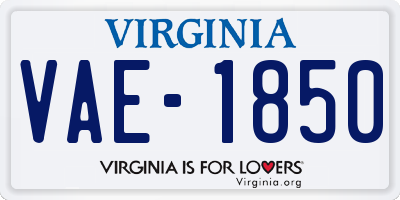 VA license plate VAE1850