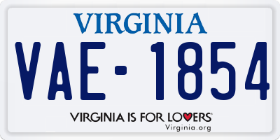 VA license plate VAE1854