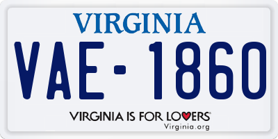 VA license plate VAE1860