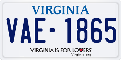 VA license plate VAE1865