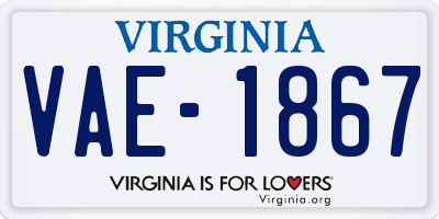 VA license plate VAE1867