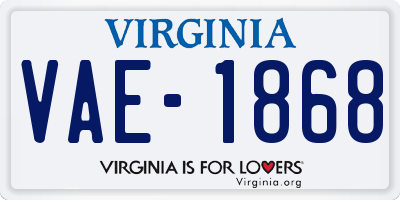 VA license plate VAE1868