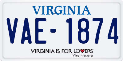 VA license plate VAE1874