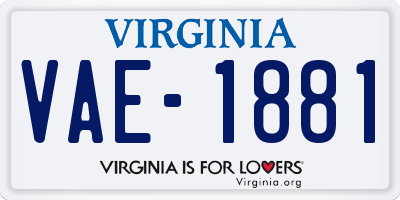 VA license plate VAE1881