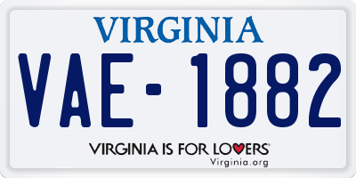 VA license plate VAE1882