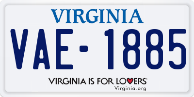 VA license plate VAE1885