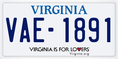 VA license plate VAE1891