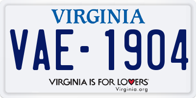 VA license plate VAE1904